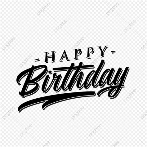 happy birthday lettering on transparent background