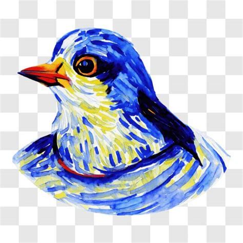 Download Abstract Art: Blue and Yellow Bird Painting PNG Online ...