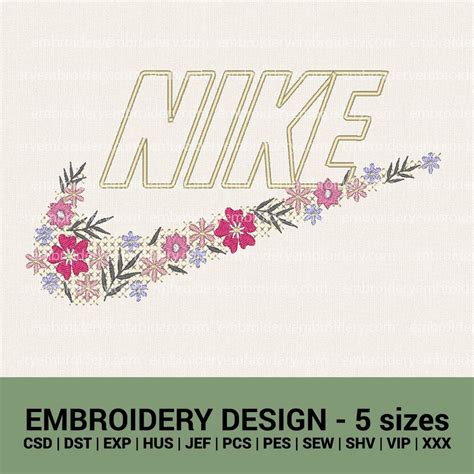 Nike floral logo machine embroidery design instant download