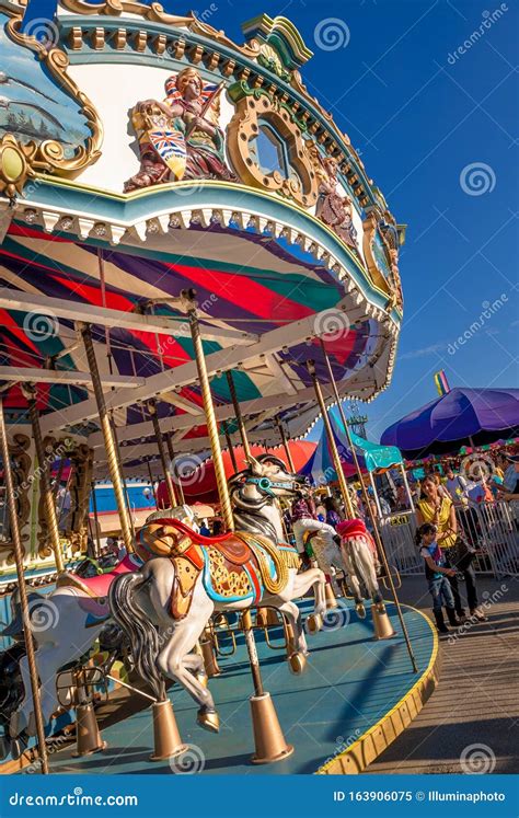 September 2, 2012 - Vancouver, Canada: Colourful Vintage Carousel Horse Ride at Annual PNE Fair ...