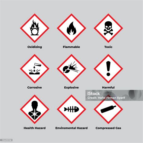 Set Of Ghs Hazard Pictograms Sign Template Stock Illustration ...