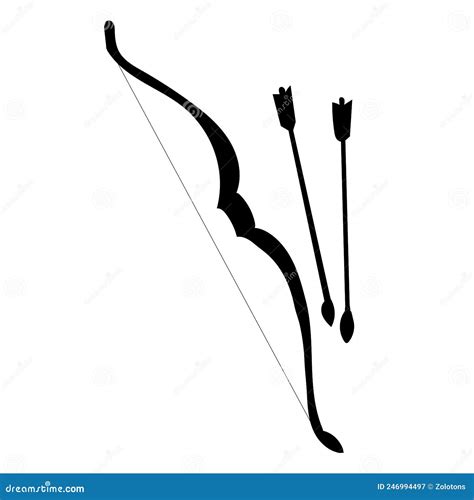 Bow and Arrow Silhouette, on White Background, Isolated Stock Vector ...