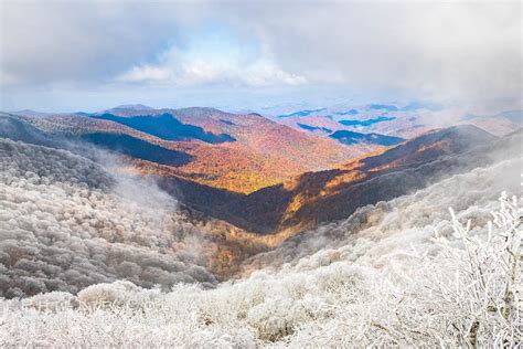 Early Snow and Late Blue Ridge Parkway Fall Colors, Asheville, North Carolina