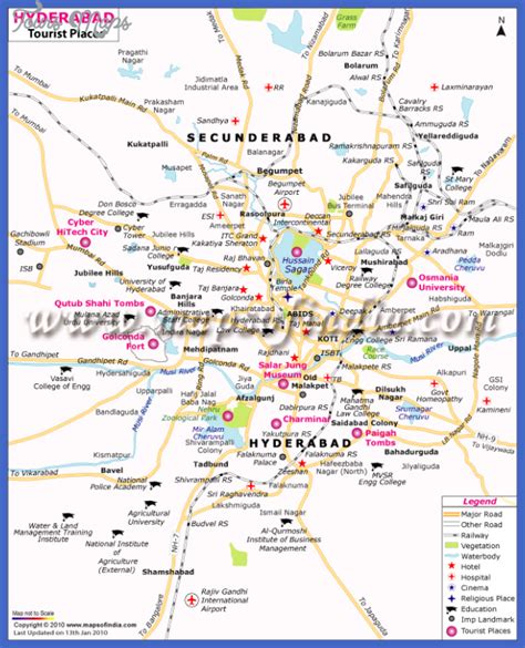 Hyderabad Map Tourist Attractions - ToursMaps.com