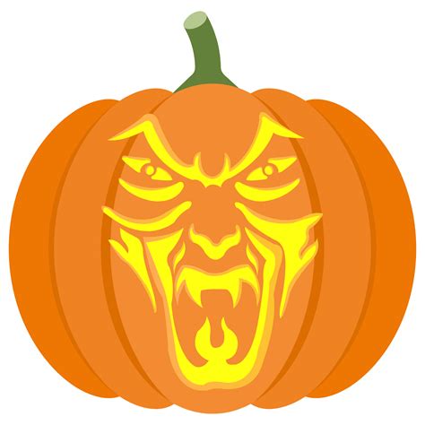 Scary Vampire Pumpkin Stencil | Free Printable Papercraft Templates