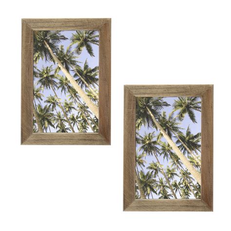 Better Homes & Gardens Gallery 4" x 6" Solid Wood Picture Frame, Natural Rustic, Set of 2 ...