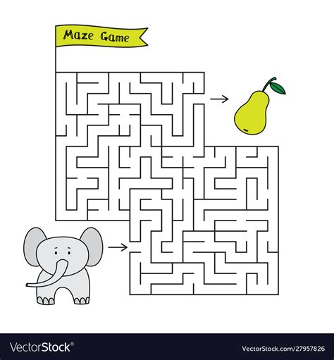 Cartoon elephant maze game Royalty Free Vector Image