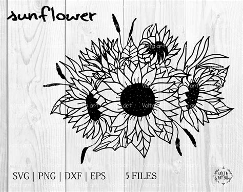 Sunflower Svg Vector Silhouettes Flower Svg Sunflower Svg Pdmrea | The ...