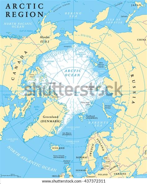 Arctic Region Map Countries Capitals National Stock Vector (Royalty ...