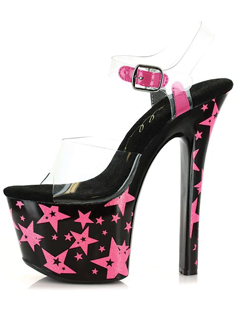 SummitFashions - 7 Inch Black Platform Heels with Hot Pink Blacklight ...