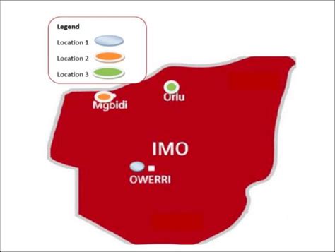 Map of Imo State showing the three study locations. | Download Scientific Diagram