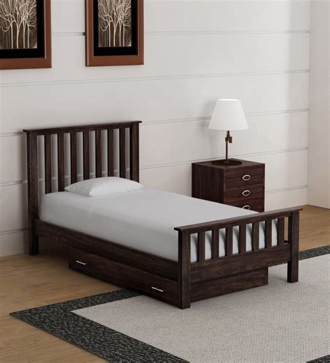 Buy Abbey Solid Wood Single Bed With Drawer Storage In Warm Chestnut ...