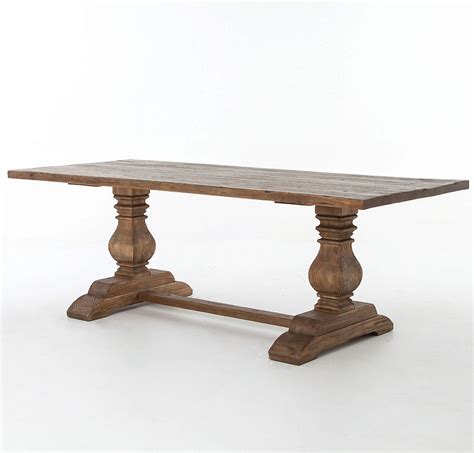 Natural Rustic Reclaimed Wood Trestle Dining Table 87" | Zin Home