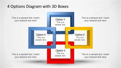 Four 3D Quadrants Overlapping Boxes PowerPoint Diagram - SlideModel