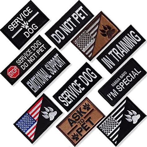 11 Pcs Dog Patches for Service Dog Vest Patch Embroidered Tactical Hook Loop Harness Removable ...