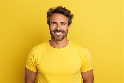 Premium AI Image | a man in a yellow shirt