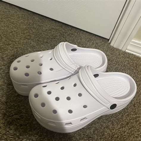 White Platform Crocs - Depop