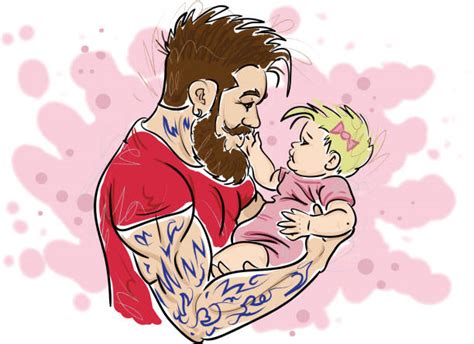 Dad Tattoo Girl stock vectors - iStock