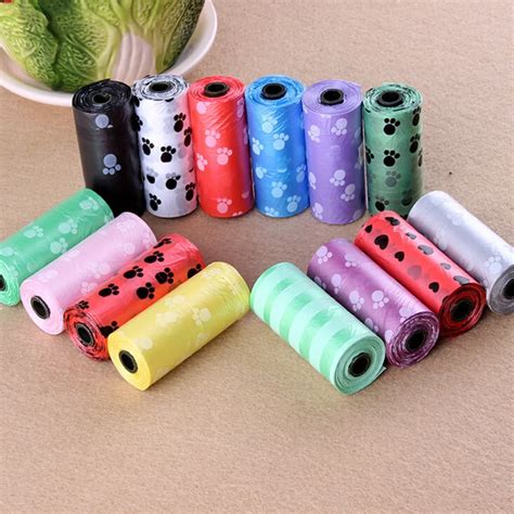 1Rolls / 15 Pcs Pet Supplies Pet Dog Waste Poop Bag With Printing Doggy ...