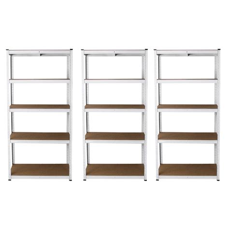 Buy 3 White Garage Shelving Units 5 Tier Racking Storage Warehouse Bays ...