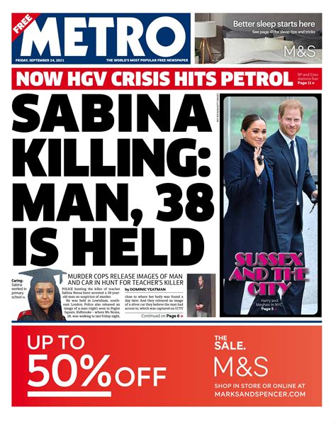 Metro Newspaper UK on Twitter: "Friday’s front page: SABINA KILLING ...