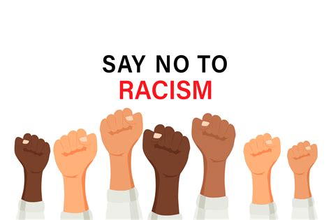 Say no to racism poster with multiracial raised arms 1185373 Vector Art at Vecteezy