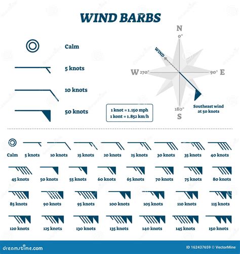 Wind Barbs Vector Illustration. Flat Air Movement and Direction ...