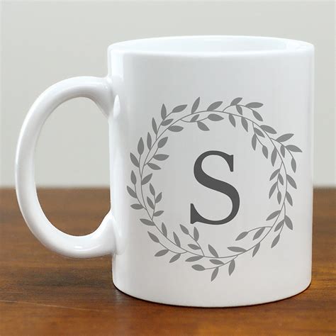 Personalized Wreath With Initial Mug | GiftsForYouNow