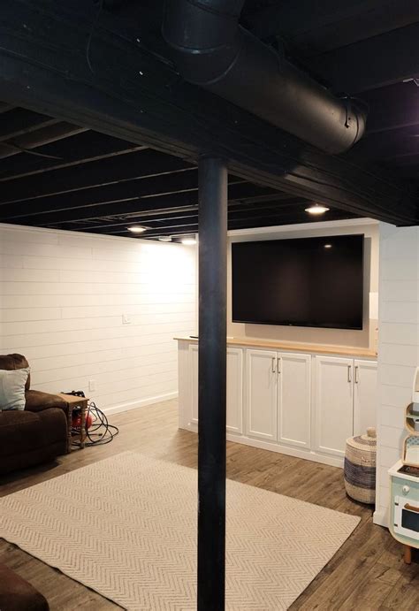 Black Basement Ceiling | Drop Ceiling Alternative | Painted Basement ...