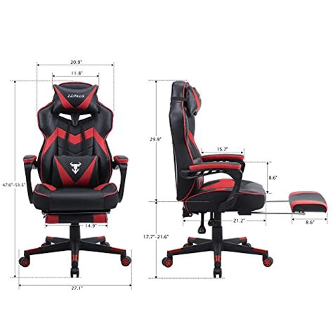 Zeanus Gaming Chair with Footrest Ergonomic Gaming Computer Chair with ...