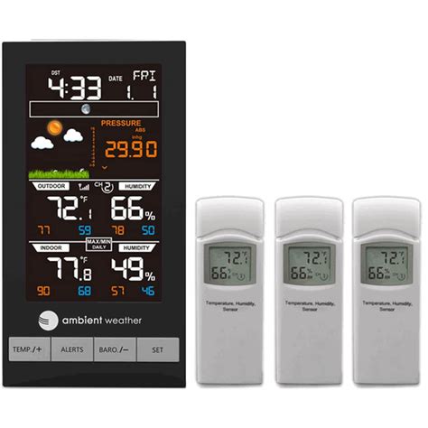 Ambient Weather Advanced Wireless Color Forecast Station with Temperature, Humidity, Barometer ...