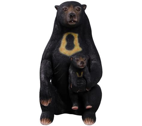 Sun Bear Sitting with Cub Sculptures - Natureworks