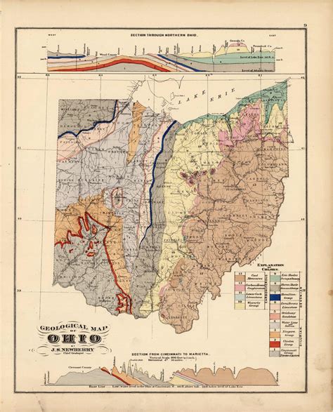 Geological Map of Ohio - Art Source International