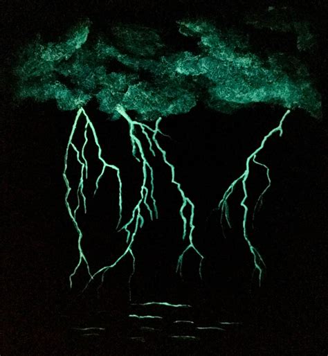 Glow in the dark Art Lightning storm painting sky original Art