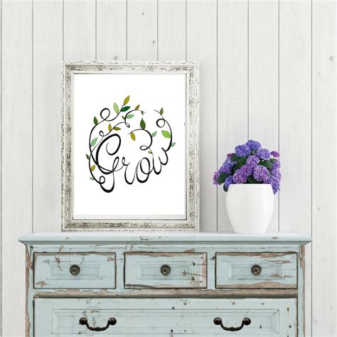 Grow Print Grow Quote Typography Printable Wall Art Flower | Etsy