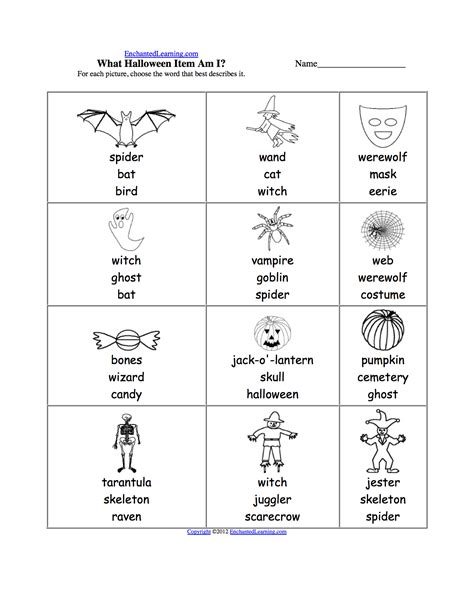 Halloween EAL Worksheet multiple choice