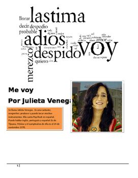 Me Voy by Julieta Venegas (music / cloze activity) by Cyber Profe