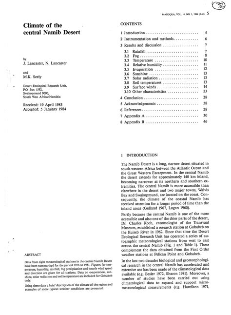 (PDF) Climate of the Central Namib Desert