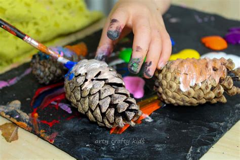 Pinecone Painting Kids Nature Art Project - Arty Crafty Kids