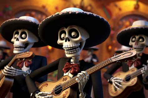 Premium AI Image | Day of the Dead Skeleton Mariachi Band Performance 00267 01