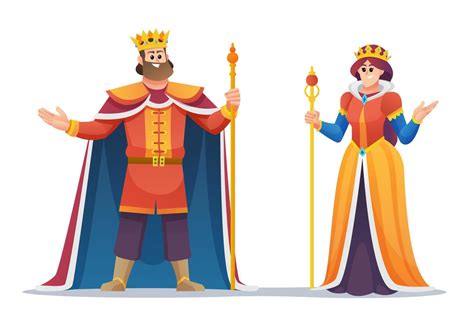 King and queen cartoon character set 6607691 Vector Art at Vecteezy