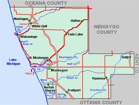 Muskegon County Map Tour lakes snowmobile ATV rivers hiking hotels ...