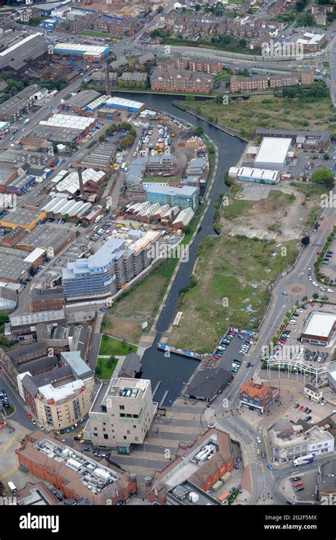 Aerial view of Walsall Town centre and canals Uk Stock Photo - Alamy