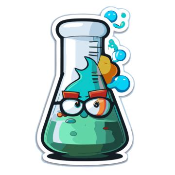 Sticker In The Shape Of A Beaker Clipart Vector, Sticker Design With Cartoon Beaker Science ...