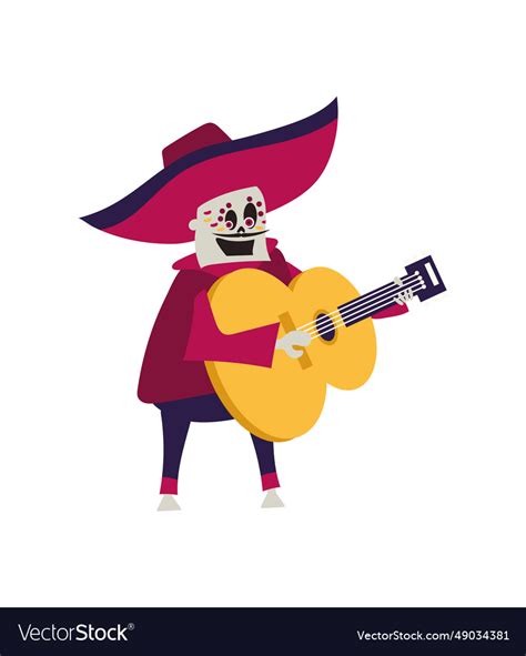 Dia de los muertos mariachi skeleton Royalty Free Vector