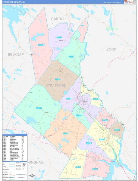 Strafford County, NH Wall Map Color Cast Style by MarketMAPS - MapSales