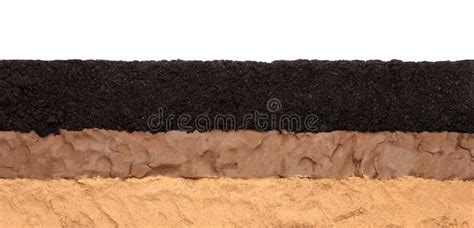 Soil Layers: Humus, Clay and Sand Isolated on White Background. Stock ...