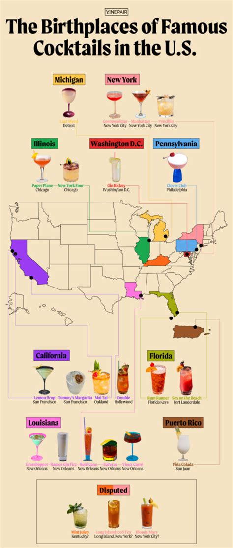 The Birthplaces of Famous Cocktails in the U.S. [MAP] | VinePair