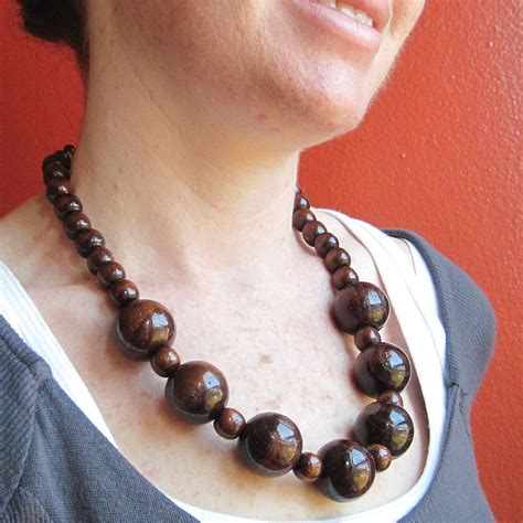 Wood Bead Necklace Wooden Bead Necklace Wooden Necklace - Etsy | Wood beads jewelry, Wooden ...