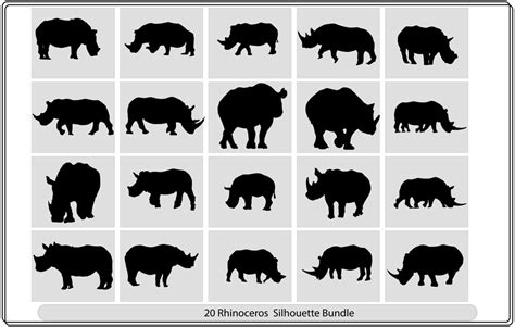 Rhino Silhouette - Vector Flat Design Illustration 20630667 Vector Art ...